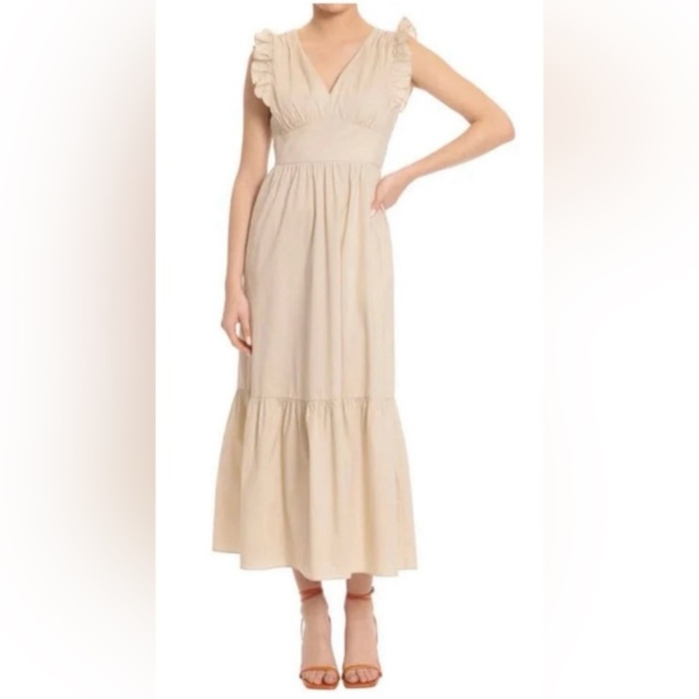 NEW Maggie London Poplin Ruffle Sleeve Maxi Dress NWT